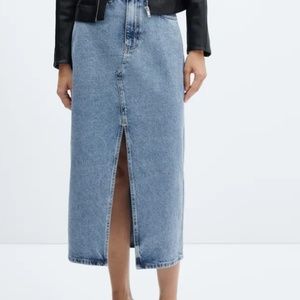 Mango Sz. L Mid Denim Slit Skirt, Brand New with Tags, Free Shipping